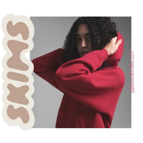 SKIMS Cotton Fleece Classic Pullover Hoodie Brick Medium NWT - Picture 3 of 4